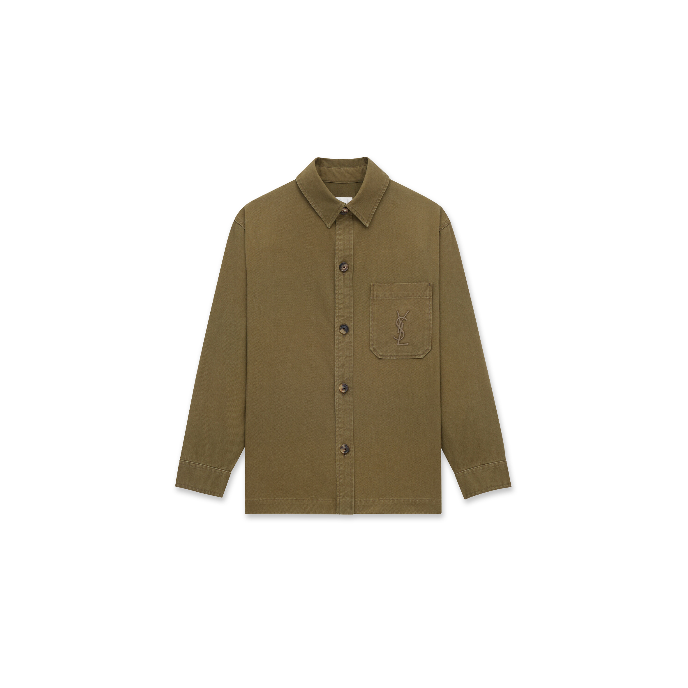 YSL CASSANDRE OVERSHIRT IN COTTON LINEN GABARDINE 838697Y253W3530